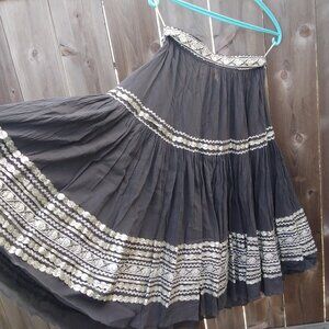 Vintage 50s skirt top set patio fashions grey silk crepe womens 8 med rockabilly